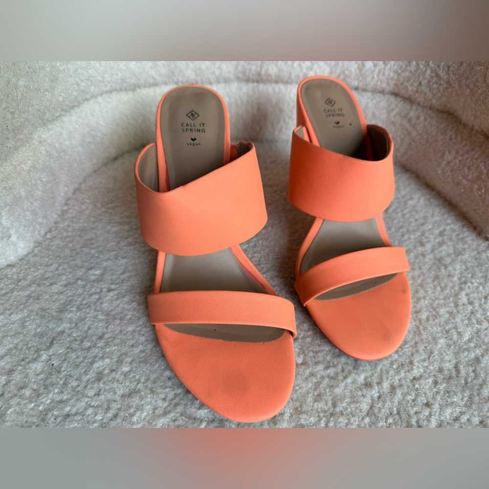 Call it Spring neon coral sandals